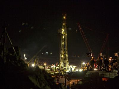 Nachtarbeit an der Unglücksmine in Chile. Unglücksmine in Chile