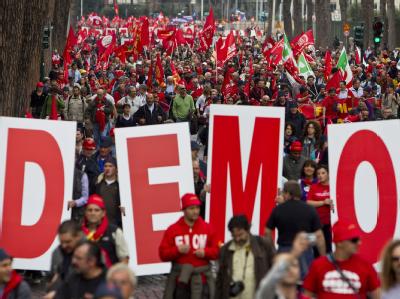 Demonstrationszug in der italienischen Hauptstadt Rom. Demonstration in Rom