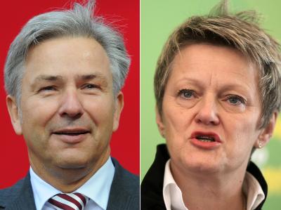 Die Fraktionschefin von Bündnis 90/Die Grünen im Bundestag, Renate Künast, Berlins Regierender Bürgermeister Klaus Wowereit. Künast gegen Wowereit