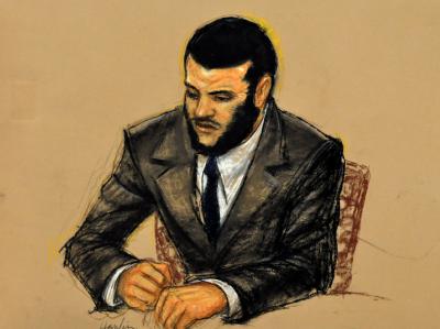 Foto einer Gerichtszeichnung von Omar Khadr. Der inzwischen 24-Jährige Khadr hatte sich schuldig bekannt, einen US-Soldaten mit einer Handgranate getötet zu haben. Omar Khadr