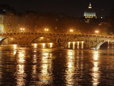 Heftige Regenfälle haben den Tiber in der Hauptstadt Rom stark anschwellen lassen. Hohe Pegelstände in Rom