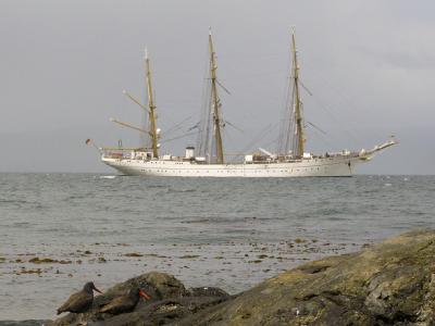 Gorch Fock auf Reede in Ushuaia. Gorch Fock auf Reede in Ushuaia
