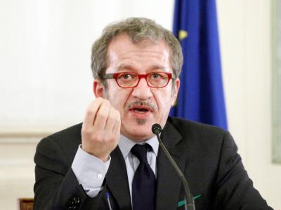 Der italienische Innenminister Roberto Maroni spricht in Rom vor Presse-Vertretern. Roberto Maroni