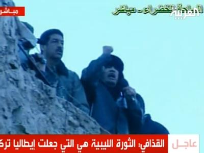 Im libyschen Fernsehen wurde am Freitagabend eine Hassrede des in die Enge getriebenen Machthabers Gaddafi übertragen. Gaddafi