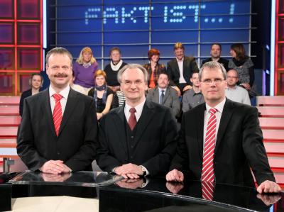 Die Spitzenkandidaten der Landtagswahl in Sachsen-Anhalt: Wulf Gallert (Die Linke - l-r), Reiner Haseloff (CDU) und Jens Bullerjahn (SPD). Landtagswahl Sachsen-Anhalt