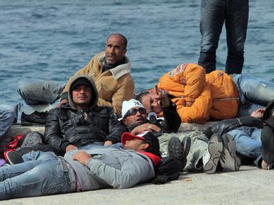 Flüchtlinge auf der Insel Lampedusa in Süditalien Flüchtlinge