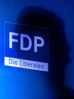 Der Schatten des FDP-Vorsitzenden Guido Westerwelle. Westerwelle will den Parteivorsitz aufgeben. Westerwelle