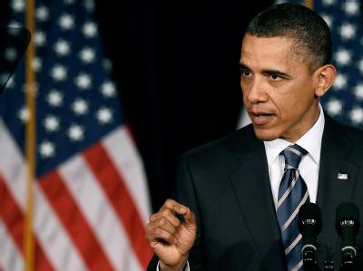 US-Präsident Barack Obama bei einer Rede zur Steuerpolitik an der George Washington University in Washington. Obama