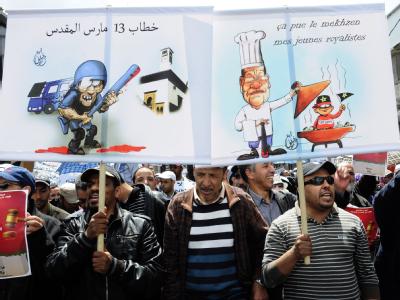 Zu den Kundgebungen in Marokko hatten islamistische und linke Gruppierungen aufgerufen. Proteste in Casablanca