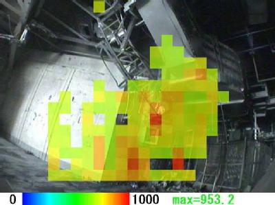 Eine Kamera, die auf die harte Gamma-Strahlung reagiert, hat dieses Foto im Reaktor 3 gemacht. Strahlenmessung