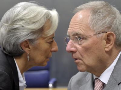 Frankreichs Finanzministerin Christine Lagarde und der deutsche Ressortchef Wolfgang Schäuble (CDU) in Luxemburg Lagarde und Schäuble