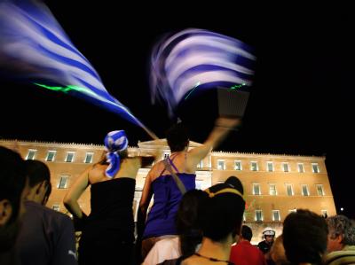 Protest vor dem Parlament in Athen. Protest