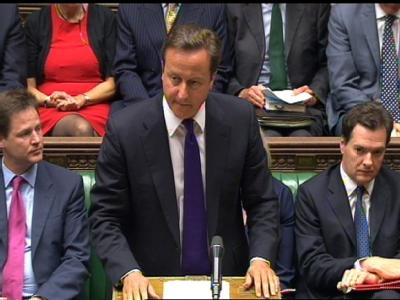 Premierminister Cameron während seiner Rede vor dem Parlament. Premierminister Cameron