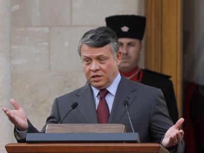 Jordaniens König Abdullah II vor dem Raghadan Palast in Amman. König Abdullah II