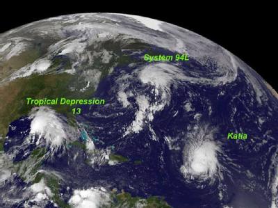 Die Behörden fürchten, das sich nur langsam bewegende Sturmsystem Lee (Tropical Depression 13) könne heftige Überflutungen in New Orleans auslösen. Lee