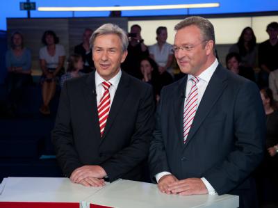 Auch ein rot-schwarzes Bündnis ist möglich: Klaus Wowereit (SPD) und Frank Henkel (CDU) beim TV-Duell. Wowereit und Henkel