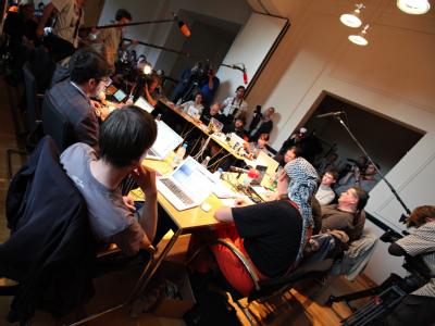 Die erste Fraktionssitzung der Piratenpartei in Berlin. Erste Fraktionssitzung der Berliner Piratenpartei