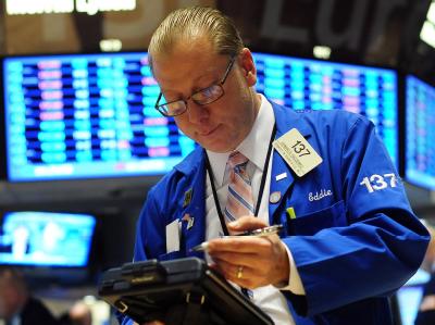 New Yorker Börsenhändler an der Wall Street. Foto: Andrew Gombert New Yorker Börsenhändler