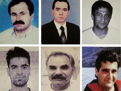 Die Bildkombo mit Polizeifotos zeigt undatierte Porträtfotos der acht Mordopfer Enver Simsek, Abdurrahim Özüdogru und Habil Kilic (oben, v.l.), sowie Yunus Turgut, Ismail Yasar, Theodorus Boulgarides und Mehmet Kubasik (unten, v.l). Archivfoto: Bernd Thi Opfer der Döner-Morde
