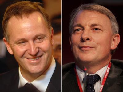 Neuseelands Premierminister John Key (l, ) und Phil Goff, Chef der Labour Partei. Archivfotos: Divyakanta Solanki und Maya Vidon Neuseeland wählt