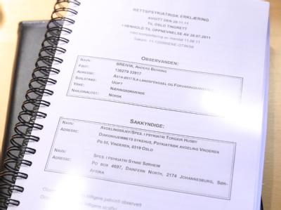 Das psychiatrische Gutachten, in dem Anders Breivik Unzurechnungsfähigkeit attestiert wird. Foto: Cormelius Poppe Breivik-Gutachten