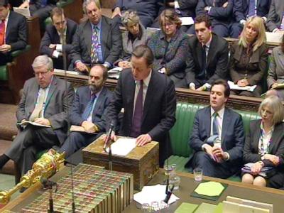 Der britische Premier David Cameron hat seine Blockadehaltung beim jüngsten EU-Gipfel gegen heftige Kritik im Unterhaus verteidigt. Foto: epa/Video Grab Britisches Unterhaus