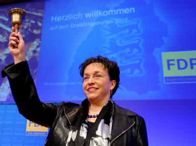 Landeschefin Homburger eröffnet den FDP-Landesparteitag. Foto: Bernd Weißbrod FDP-Chefin Birgit Homburger auf Parteitag