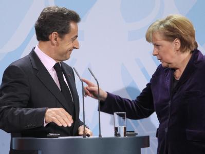 Bundeskanzlerin Angela Merkel traf Frankreichs Präsident Nicolas Sarkozy in Berlin. Foto: Wolfgang Kumm Sarkozy und Merkel