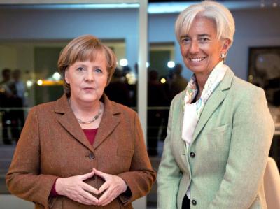 Angela Merkel und Christine Lagarde. Foto: Jesco Denzel Merkel und Lagarde