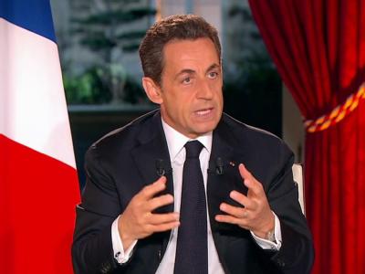 Frankreichs Staatschef Nicolas Sarkozy während eines TV-Interview. Foto: France 2 Televison Frankreichs Staatschef Nicolas Sarkozy