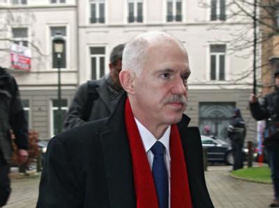 Der frühere griechische Ministerpräsident Giorgos Papandreou bei einem Treffen sozialdemokratischer Politiker in Brüssel. Foto: Olivier Polet Der frühere griechische Ministerpräsident Giorgos Papandreou