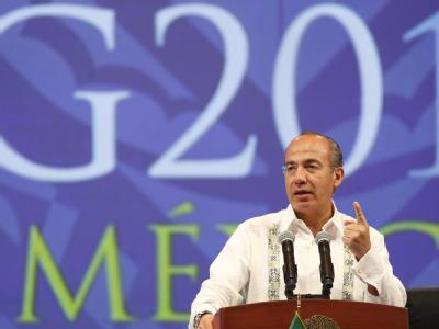 Mexikos Präsident Felipe Calderón will die internationalen Finanzinstitutionen stärken. Foto: Jose Mendez G20-Außenminister-Treffen in Mexico