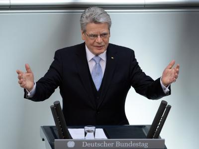 Der neue Bundespräsident Gauck ruft die Menschen zu Mut und Zuversicht auf. Foto: Britta Pedersen Antrittsrede des Bundespräsidenten