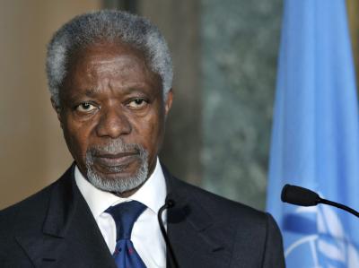 Der UN-Sondergesandte Kofi Annan im UN-Hauptquartier in Genf. Foto: Martial Trezzini Kofi Annan