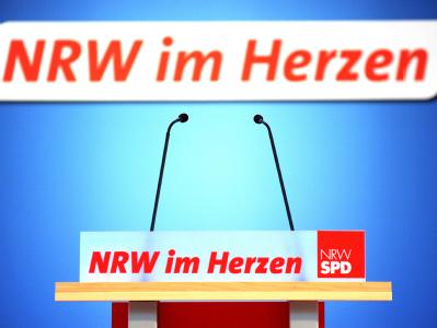 «NRW im Herzen» hat die nordrhein-westfälische SPD. Foto: Caroline Seidel Parteitag NRW SPD
