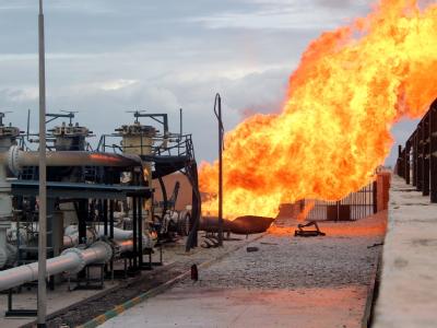 Brand an einer ägyptischen Pipeline in Al Arisch: Ägypten hat die Gaslieferungen an Israel gestoppt. Foto: Str Pipeline