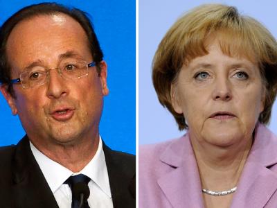 Wahlkampf-Geplänkel oder ernsthaftes Problem? Merkel lehnt den Ruf Hollandes nach Änderungen am Fiskalpakt ab. Fotos: Rainer Jensen/Ian Langsdon/Archiv Hollande und Merkel