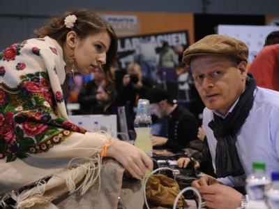 Köpfe der Piratenpartei: Marina Weisband (Studentin) und Bernd Schlömer (Regierungsdirektor im Verteidigungsministerium), beim Bundesparteitag in Neumünster. Foto: Marcus Brandt Köpfe der Piratenpartei