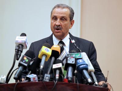 Der damalige libysche Ölminister Schukri Ghanim am 19.03.2011 auf einer Pressekonferenz in Tripolis: Jetzt wurde seine Leiche in der Donau bei Wien entdeckt. Foto: Mohamed Messara Schukri Ghanim