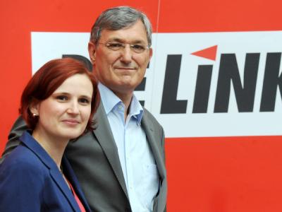 Katja Kipping und Bernd Riexinger, die neuen Vorsitzenden der Partei Die Linke. Foto: Julian Stratenschulte Katja Kipping und Bernd Riexinger