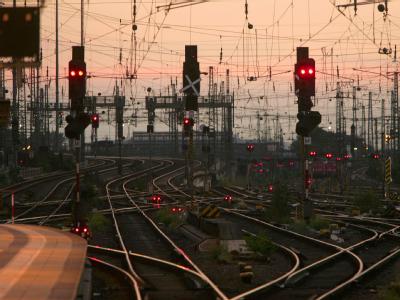 Gleisanlage bei Frankfurt am Main: Wieder einmal haben Metalldiebe große Verspätungen im Zugverkehr verursacht. Betroffen war die Hauptverbindung Hannover - Hamburg. Foto: Uwe Zucchi Gleisanlagen der Bahn