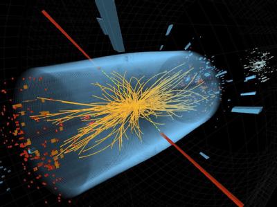 Jahrzehntelang suchen Physiker nach dem Higgs-Teilchen, das als letzter unbekannter Baustein der Materie gilt. Nun haben sie ein passendes Teilchen beobachtet. Foto: Cern Computeranimation