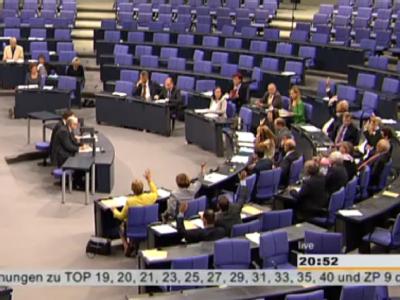 Der Screenshot zeigt die Abstimmung zur Fortentwicklung des Meldewesens im Bundestag. Foto: Deutscher Bundestag Abstimmung über neues Meldegesetz im Bundestag