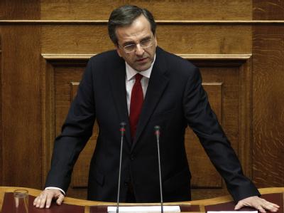 Griechenlands Ministerpräsident Samaras wirbt vor dem Parlament um Vertrauen für seine Regierung. Foto: Alkis Konstantinidis Antonis Samaras