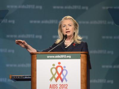 US-Außenministerin Clinton auf der Welt-Aids-Konferenz: «Wir wollen das Ziel einer Aids-freien Generation erreichen». Foto: Shawn Thew Welt-Aids-Konferenz