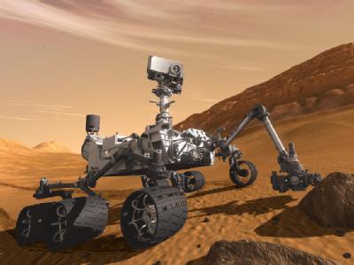 Eine künstlerische Darstellung zeigt die Landung des Marsrover «Curiosity» auf dem Mars. Foto: NASA/JPL-Caltech «Curiosity»