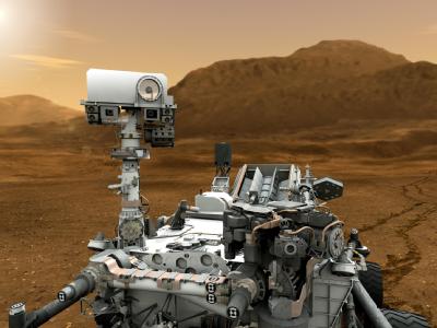 Der Marsrover «Curiosity» ist mit zahlreichen Analysegeräten ausgestattet und wiegt fast eine Tonne. Etwa zwei Meter über dem Marsboden trägt er zwei Kameras an einem Mast, die sowohl den Nahbereich als auch die Ferne überblicken können. Foto: Nasa/JPL-Ca Ausrüstung von «Curiosity»