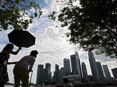 Die Hochhäuser des Finanz- und Bankenviertels in Singapur. Foto: How Hwee Young/Archiv Singapur
