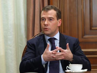 Russlands Präsident Medwedew beim Russlands Präsident Medwedew