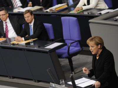 Angela Merkel bei der ersten Regierungserklärung ihrer zweiten Amtszeit. Regierungserklärung